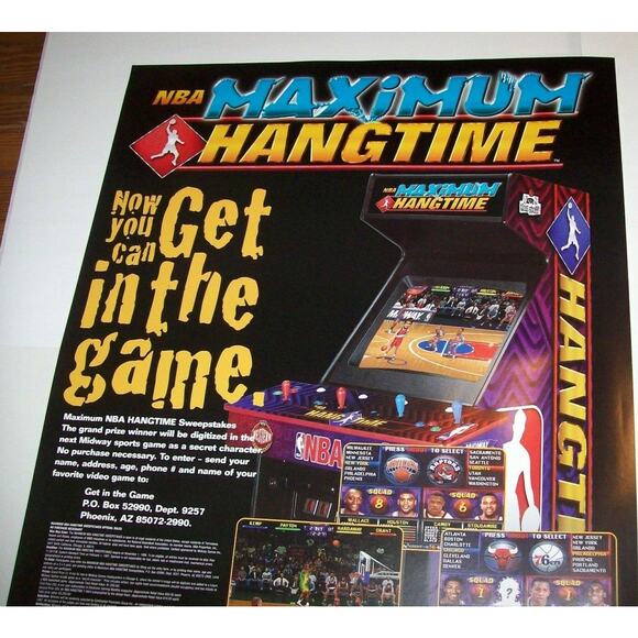 NBA Maximum Hang Time Arcade POSTER Original Basketball Artwork 28 X 22.5 - Picture 2 of 4